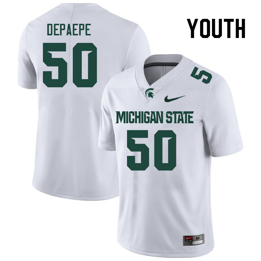 Youth #50 Andrew Depaepe Michigan State Spartans College Football Jerseys Stitched Sale-White